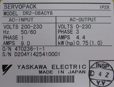 NEW YASKAWA DR2-08ACY8 SERVO DRIVE DR208ACY8
