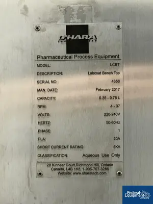 USED O'HARA O'Hara Technologies Labcoat BT Benchtop Coating System