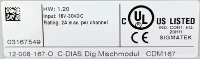 SIGMATEK 12-008-167-O CDM167 HW: 1.20 Electrical/PLC/Automation | ESS Industrial Equipment Sales (8)