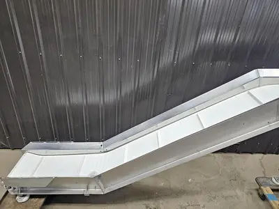 Used Belt Conveyor, 12’’ Wide X 124’’ Long, Cleated Belt