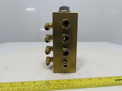 11 Port Brass Manifold Block Inlet 1"&1-1/4" NPT 8 Outlet 3/8" NPT 2-1/2"x6-1/2"