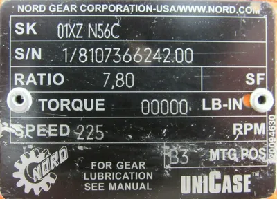 NEW NORD SK01XZN56C GEAR REDUCER 7.80:1
