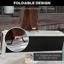 8 ft. Aluminum Portable Skidproof PVC Carpeted Folding Wheelchair Ramp