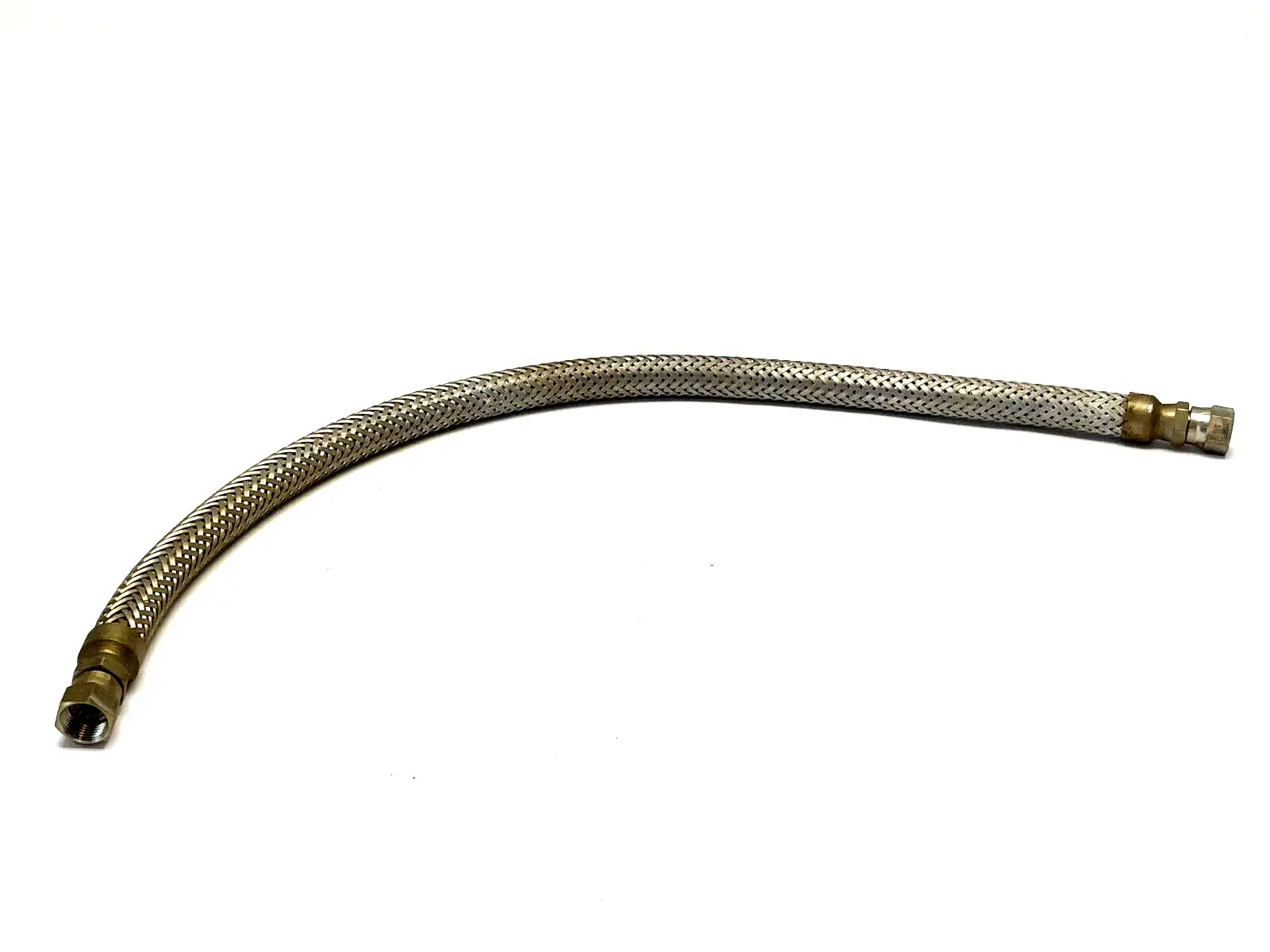 Stainless Steel Braided Convoluted Tubing 29" Length JIC-08 Straight Ends - Used