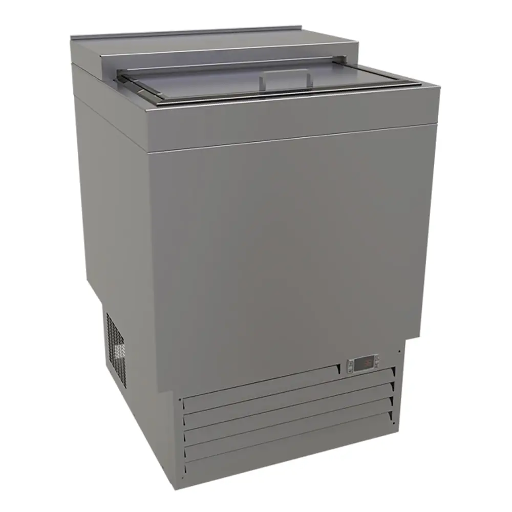 Glastender ST24-S 24" Forced Air Bottle Cooler - Holds (144) 12 oz Bottles, Lid Locks, Stainless, 120v