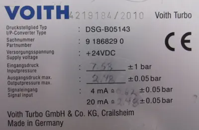 USED VOITH DSG-B05143 ELECTRO-HYDRAULIC I/H CONVERTER DSGB05143