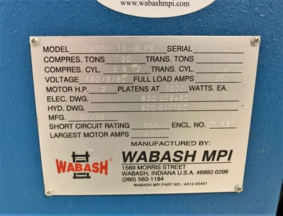 USED 2010 WABASH WABASH GS30H-15-BLPX PRESS