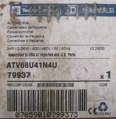 NEW SQUARE D ATV66U41N4U AC DRIVE 3HP 79937