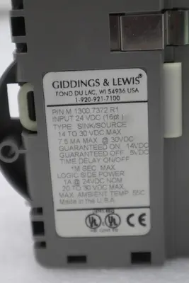 GIDDINGS & LEWIS M.1300.7372 R1 Input Module 24VDC SINK/SOURCE STOCK 653-D