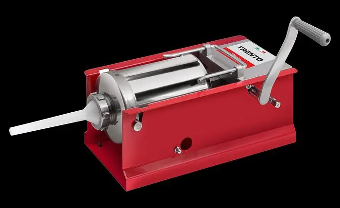 Trento Red Manual Sausage Stuffer with 7lb / 3kg Capacity – 2-Speed Horizontal Gear Drive