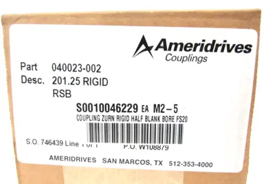 NEW AMERIDRIVES 040023-002 COUPLING 201.25 RIGID RSB 040023-002