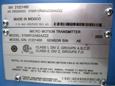 USED Micro Motion 5700 R12 AB2AZZZ AAZZZ