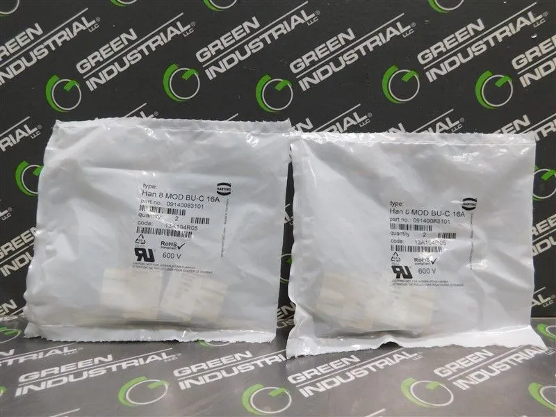 lot of 2 Harting 09140083101 Female Han Modular EE Connector Han 8 MOD BU-C New