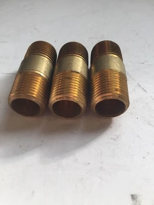 *New* 1/2" X 2.0 Brass Long Nipple  (Lot Of 3) *Warranty*