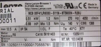 NEW LENZE MCS06F41LRS0B0-B11N-ST5S00N-R2SU SERVO MOTOR VOGEL 463437 TYPE MPV00