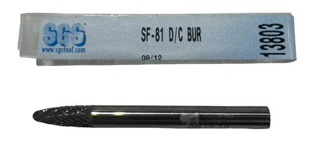 SGS 3/16" Carbide Burr SF-81 Tree Shape Double Cut Radius End USA Made