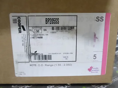 Box of 50 Cooper BP205SS Stainless Steel B-Line P Clamps 1.500" to 2.050" New NIB
