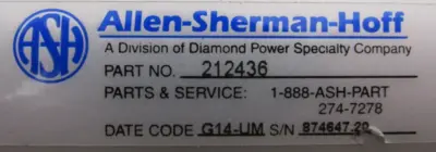 NEW ALLEN SHERMAN HOFF 212436 EQUALIZER VALVE CYLINDER 101283-1 AFT1499638 3"