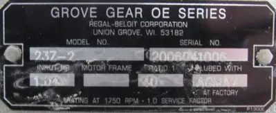 NEW GROVE GEAR 237-2 GEAR REDUCER 40:1