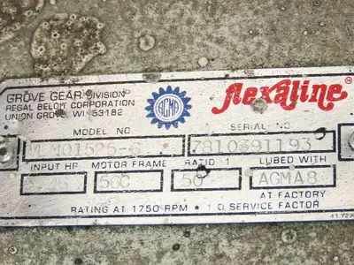 Grove Gear VLMQ1525-6 Flexaline Gearbox 50:1 Reducer 35rpm Vertical Output 56C