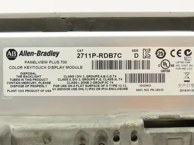 Allen Bradley 2711P-B7C4D8 PanelView Plus 700 Graphic Terminal Touch Screen 24V