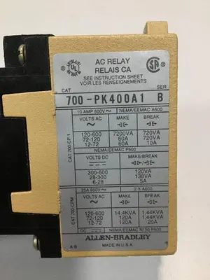 USED ALLEN BRADLEY 700-PK400A1 SER B