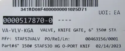 NEW EBRO ARMATUREN 6" KNIFE GATE VALVE SC160-165 50025D HGE015IR8P00E 6049220