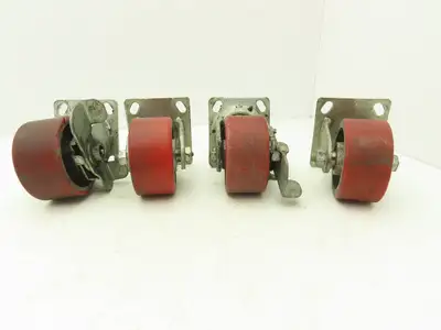 Service Caster 4" Caster Wheel Poly/Cast (2) Swivel Locking (2) Rigid Lot of 4