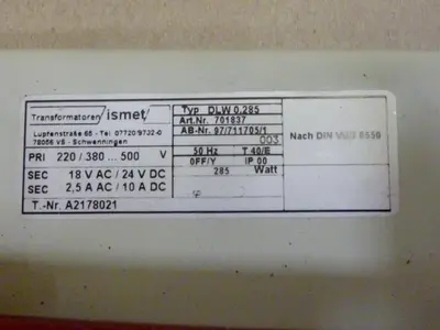 USED ISMET DLW 0.285