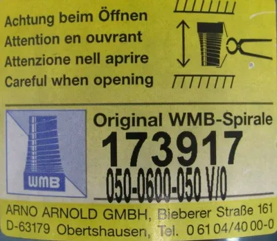 NEW ARNO ARNOLD 050-0600-050 V/0 WMB SPIRAL SPRING BAND 0500600050V0