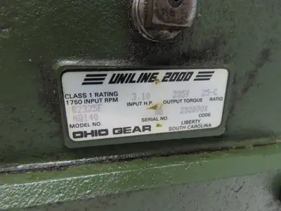 Ohio Gear B2325FMQ140 Uniline 2000 Gearbox 25:1 Reducer 3Hp 70rpm 140TC LH