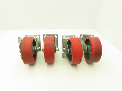 Glide Max 6" Caster Wheels Poly Set of (4) 2-Swivel w Lock & (2)-Fixed Lot of 4