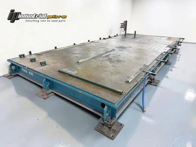 1 1/2" Steel Layout Fabrication Table Shuttle Table 23' x 10' w/ Coolant Trough