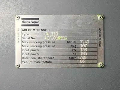 USED 2003 ATLAS COPCO GA110