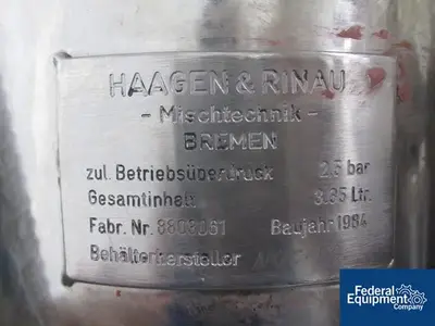 USED Haagen & Rinau 15 Liter Haagen & Rinau Planetary Mixer, Model SRT-15, S/S