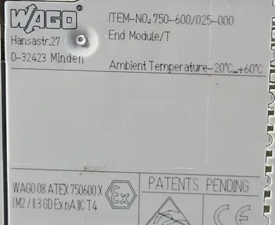 Wago 750-600/025-000 End Module. 3C-18