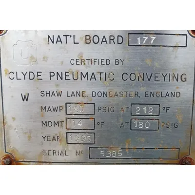 Used Stainless Steel Clyde Pressure Tank - 25 Cu/Ft