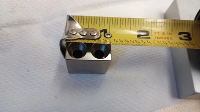 USED Misumi Stopper Block 40HRC 1045 Carbon Steel Counterbored