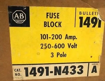 NEW ALLEN BRADLEY 1491-N433 FUSE BLOCK SER.A 1491N433