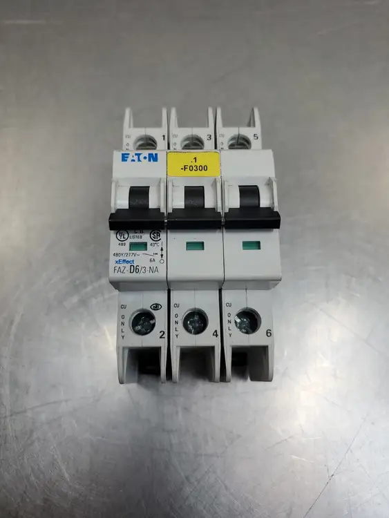 Used Eaton FAZ-D6/3-NA Circuit Breaker, 6A, 3P, 480Y/277VAC Circuit Breakers South Carolina US | Palmetto Automation #1150414