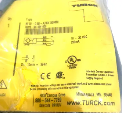 NEW TURCK NI10-G18-AP6X-50MM PROXIMITY SENSOR 4641600 NI10G18AP6X50MM