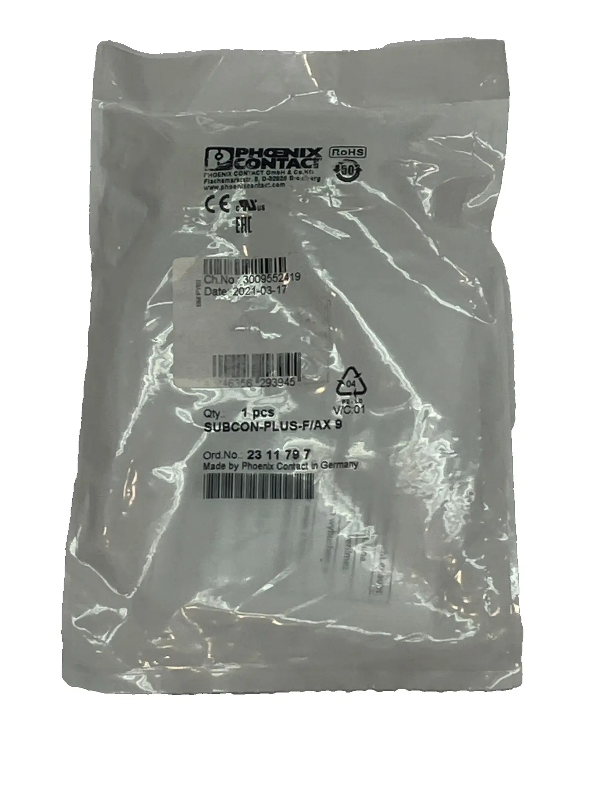 NEW PHOENIX CONTACT D-SUB BUS CONNECTOR 9-POS FEMALE 2311797