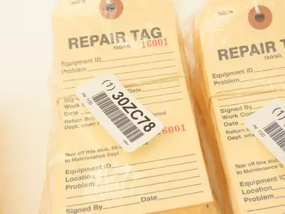 Badger 30ZC78 Repair Order Tag Numbered 2-2/8" Wide x 5-3/4" Long - Lot of 1000