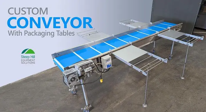 Custom 10' Conveyor with Removable Packaging Tables