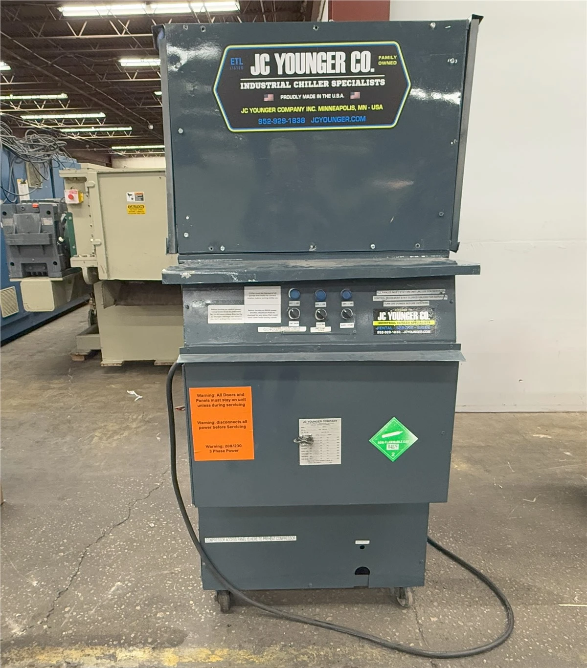 5 Ton JC Younger Chiller, Model JCY5/AC208/230, R407F Refrigerant