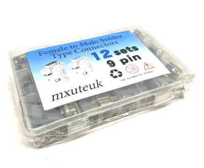 X002X2OKOB,MX-DB9 | Mxuteuk X002X2OKOB Female - Male Solder Type Connector DB9 MX-DB9 12 Sets 24 Pcs - New