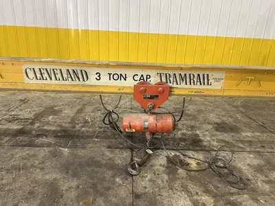 3 TON X 17' CLEVELAND TRAMRAIL UNDERSLUNG BRIDGE CRANE W/3-TON CM LODESTAR HOIST: STOCK #23053