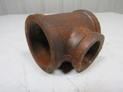 2" x 1-1/4" x 2" Black Iron Pipe Reducing Tee Fitting NPT Lot Of 21