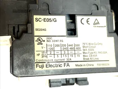 USED FUJI ELECTRIC CONTACTOR W/ TK-E02 OVERLOAD - 3-PHASE MOTOR STARTER