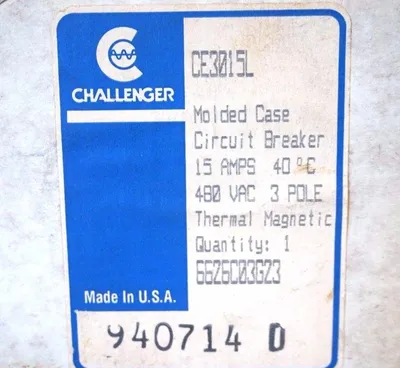 NEW CHALLENGER CE3015L CIRCUIT BREAKER 3 POLE 15A 480 VAC